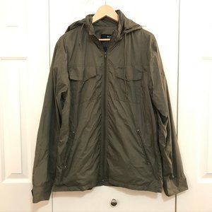 RVCA Windbreaker Rain Jacket Hidden Hood Army Grn